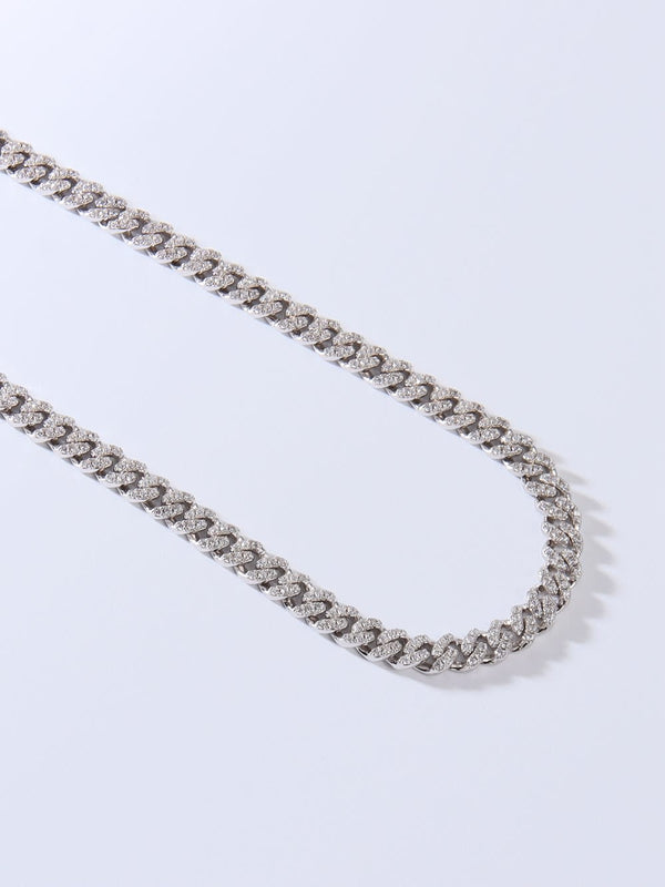 Cuban Link Chain 925 Sterling Silver Cubic Zirconia Simulated Diamonds Nickell Free Fine Jewelry KESLEY
