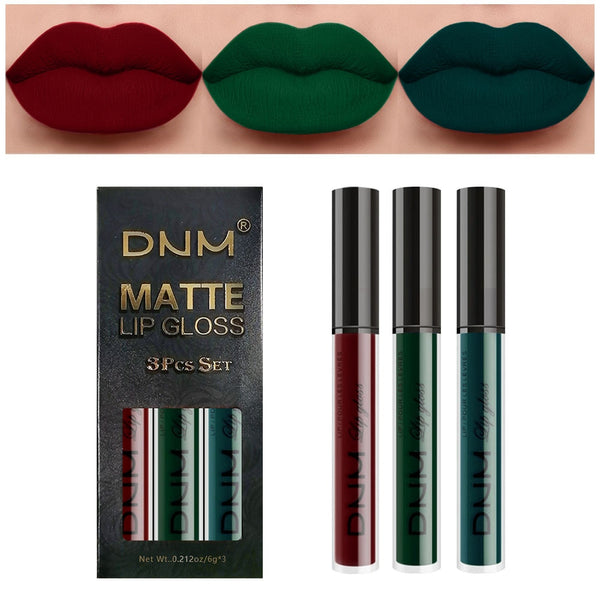 New 3pcs/set Liquid Lipstick Waterproof Long Lasting Cosmetic Black