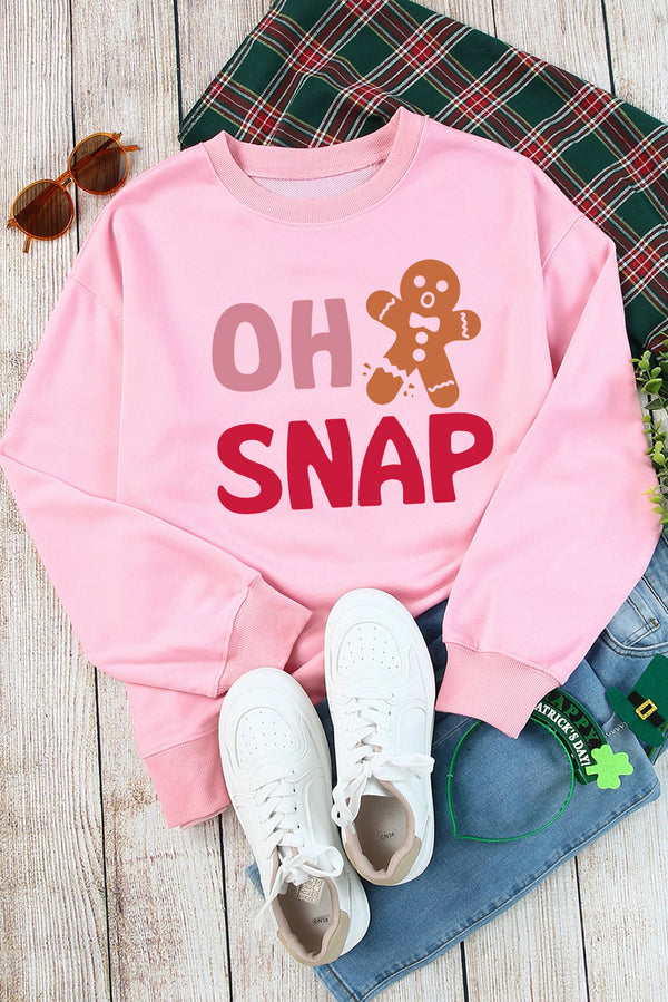 Pink OH SNAP Gingerbread Man Holiday Christmas Sweatshirt