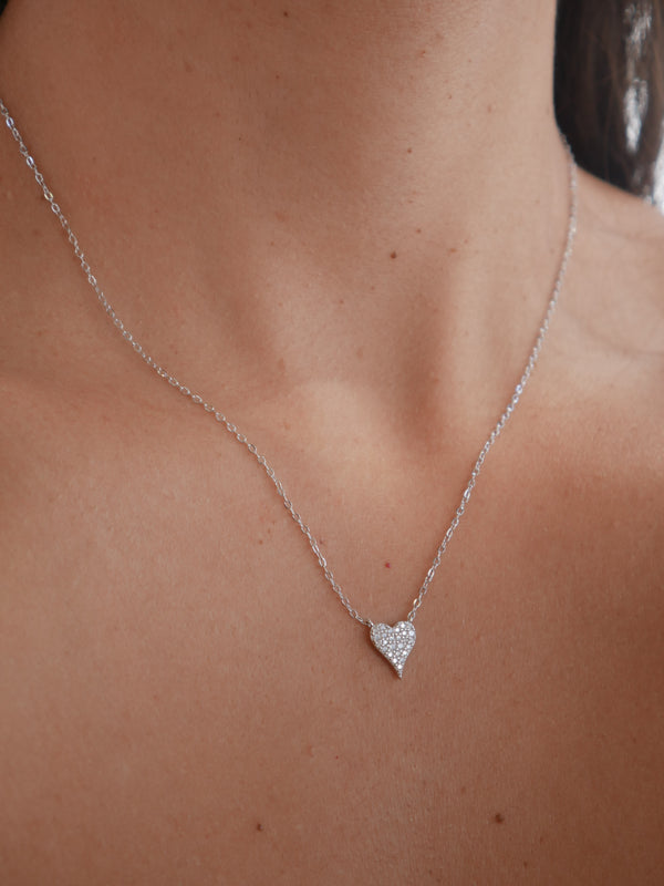 necklace, necklaces, silver necklace, heart necklace, silver necklace, rhinestone necklaces, necklaces with rhinestones, dainty silver necklaces, 925 sterling silver necklaces, tiny necklaces, 16 inch necklaces, fashion jewelry, nickel free jewelry, statement necklaces, trending on tiktok, jewelry, birthday gifts, anniversary gifts, graduation gifts, fine jewelry, designer jewelry, cubic zirconia necklaces, jewelry store in brickell, shopping in Miami, kesley jewelry