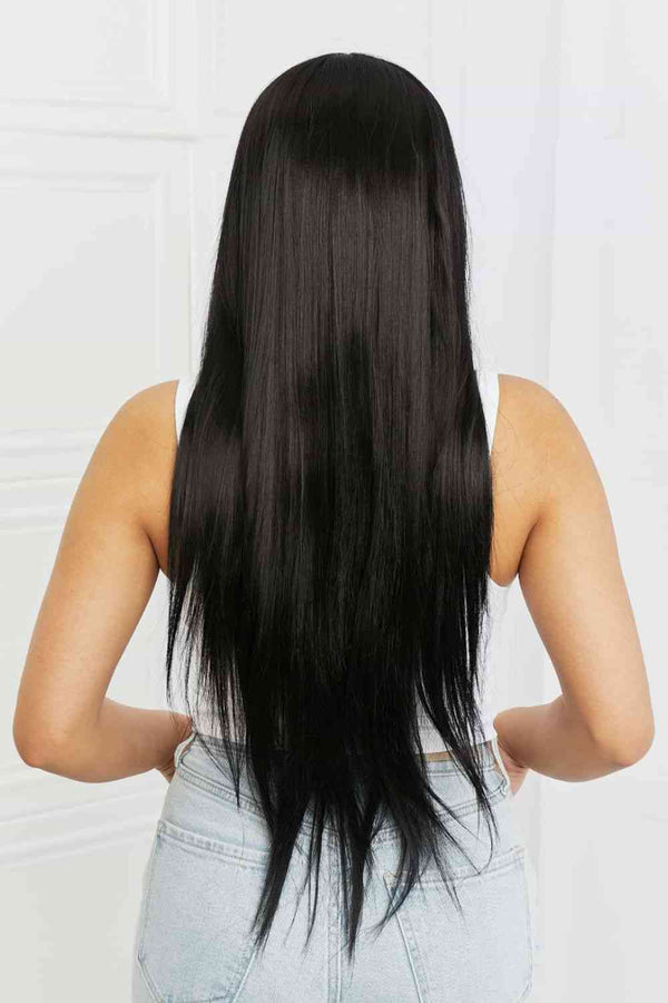 Black Hair Wigs, Long Black Wig, 13*2" Long Lace Front Straight Synthetic Wigs 26" Long 150% Density