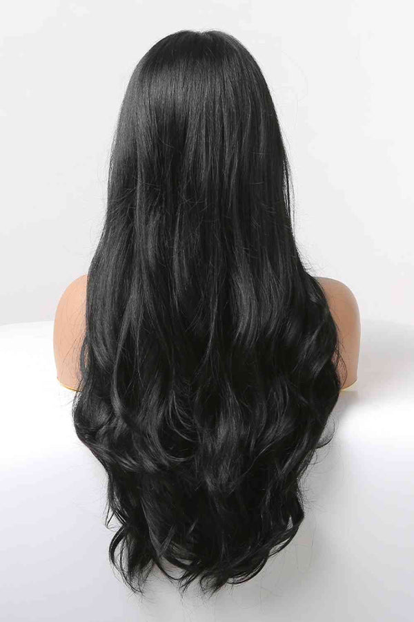 Black Hair Wig, Long Hair Wavy, 13*2" Lace Front Wigs Synthetic Long Wavy 24" 150% Density
