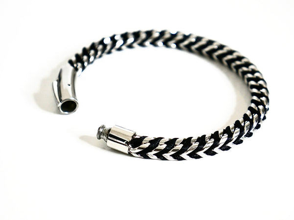 mens bracelets silver and black stainless steel, waterproof 