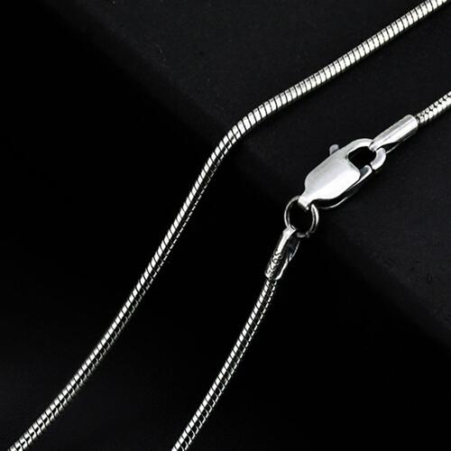 Plain Silver Chain Necklace, Sterling Silver Necklace, 19.7" Snake Chain