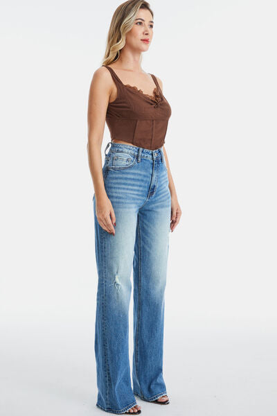 Women's Cotton Jeans Ultra High-Waist Gradient Bootcut Jeans Petite and Plus Size
