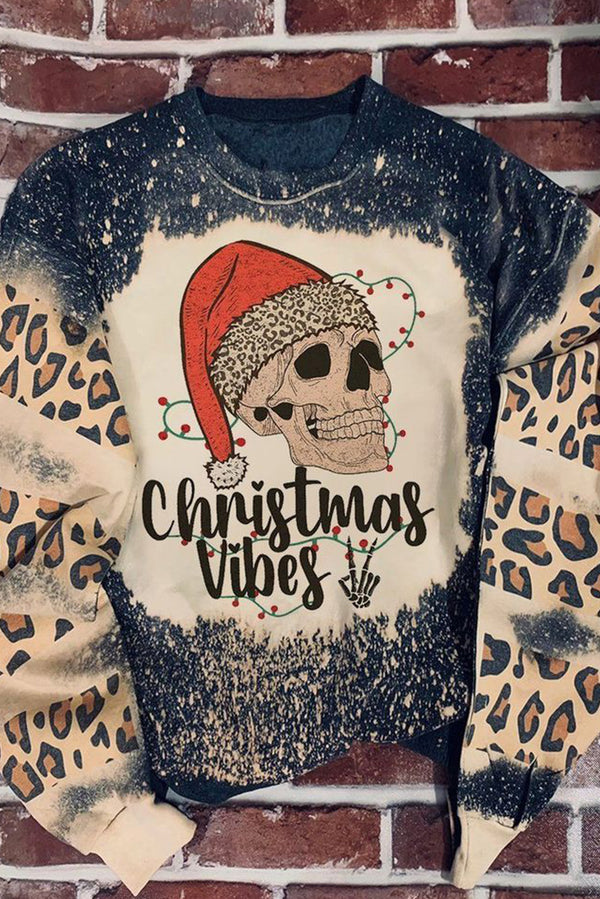 Round Neck Long Sleeve CHRISMAS VIBES Graphic Sweatshirt, ugly christmas sweaters