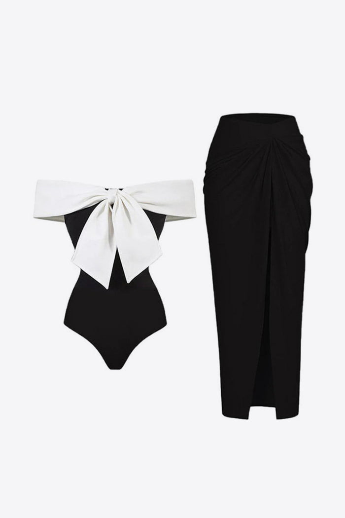 classy swimsuits, black and white, one piece, bow one piece bathing suit, swim for special occasions,  elegant swimsuits, classy, popular, unique, swimsuit with cover ups, beach wear, beach event, pool party, birthday swimsuit ideas, swimsuits for events