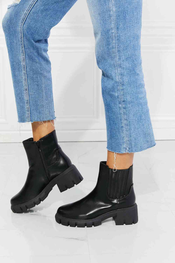 Black Booties, Shoes What It Takes Lug Sole Chelsea Boots in Black