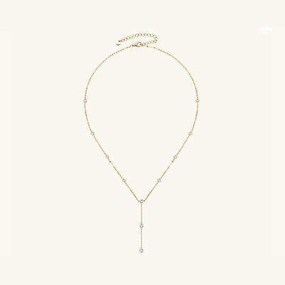 Lariat Necklace 18K Gold Plated 925 Sterling Silver 1.1 Carat Moissanite 925 Sterling Silver