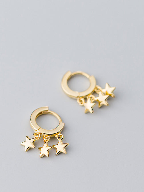 earrings, gold plated, hoop earrings, star earrings, earrings with stars, fashion jewelry, kids earrings, small hoop earrings, earrings with charms, gold plated jewelry