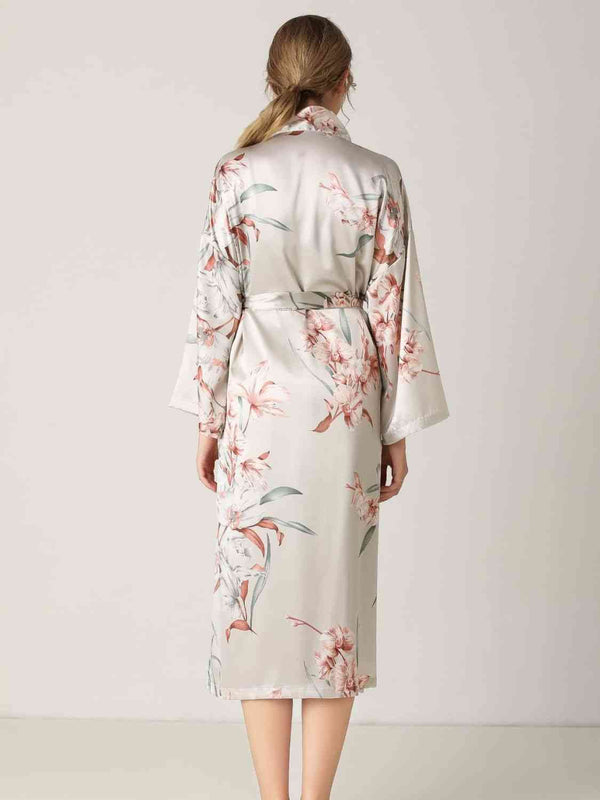 Floral Robe Tie Waist Long Sleeve Fashion Loungewear Robes Pajamas Lingerie