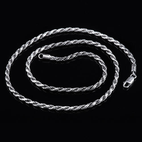 Plain Chain Necklace,  925 Sterling Silver 23.6"inches Snake Chain, Tarnish Free Luxury Jewelry
