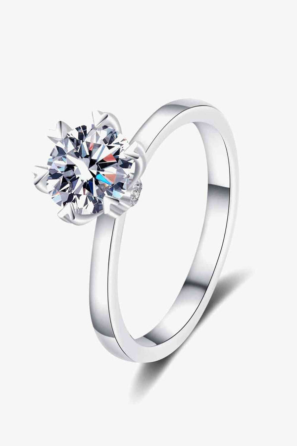 KESLEY Solitaire  1 Carat Moissanite Ring 925 Sterling Silver Fine Jewelry