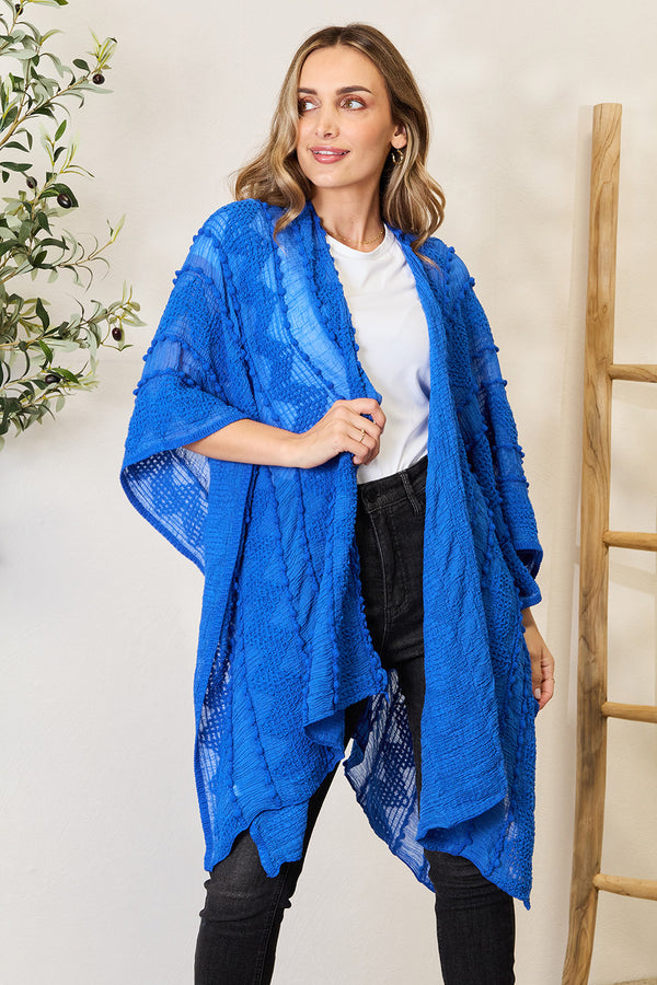 KESLEY Open Front Cardigan Royal Blue Kimono Oversize Crochet Fashion Sweater  and Cover up