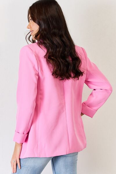 Women’s Pink Blazer Open Front Long Sleeve