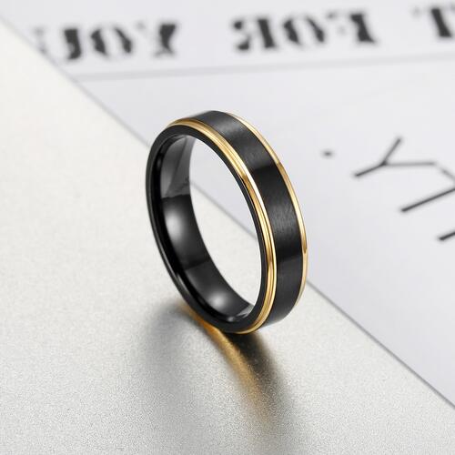 Black and Gold Band Ring  Titanium Steel Mens unisex Ring Wedding rings