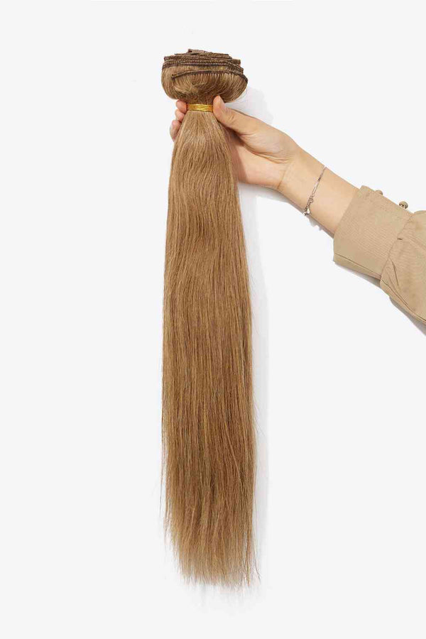 Blonde Clip On Hair Extensions, 16'' 140g #10 Clip-in Hair Extensions Human Virgin Hair