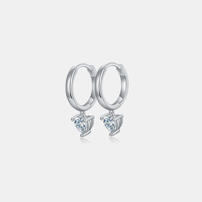 Heart Hoop Huggie Earrings 1 Carat Moissanite 925 Sterling Silver Hypoallergenic Fine Jewelry