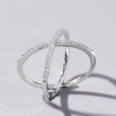 X Ring 925 Sterling Silver Ring Cubic Zirconia Luxury Tarnish Free Statement RIngs
