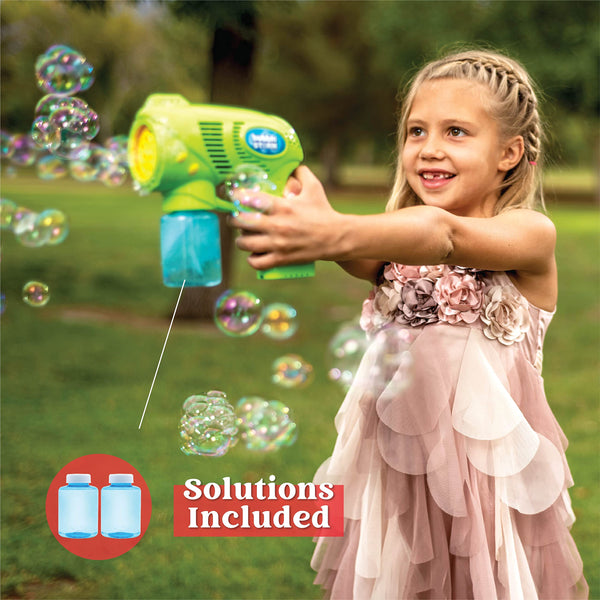 JOYIN 2 Bubble Guns with 2 Bottles Bubble Refill Solution (10 oz Total), Bubble Machine for Toddlers 1-3, Bubble Blaster Party Favors, Summer Toy, Outdoors Activity, Easter, Birthday Gift