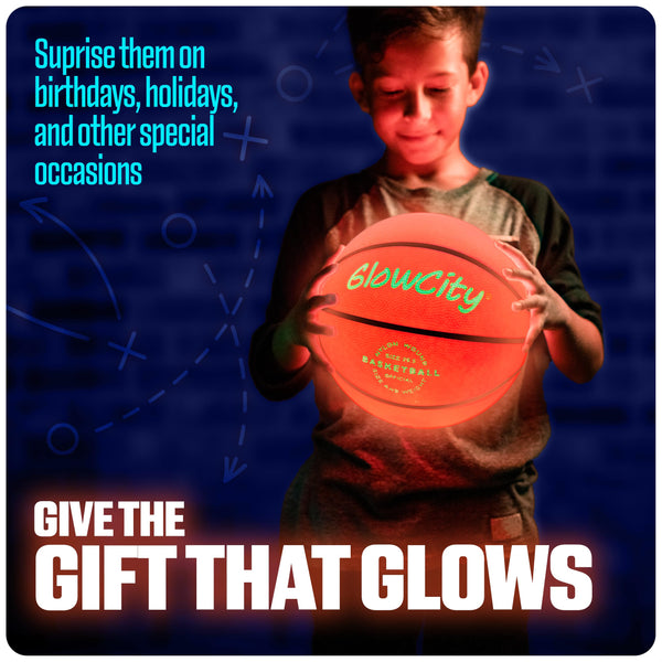 GlowCity Glow in The Dark Basketball for Teen Boy - Basketball Gift - Glowing Red Basket Ball, Light Up LED Toy for Night Ball Games - Sports Stuff & Gadgets for Kids Age 8 Years Old and Up