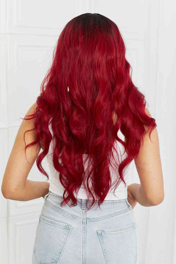 Red Hair Wig, Long Hair Wig 13*2" Lace Front Wigs Synthetic Wave 24" 150% Density