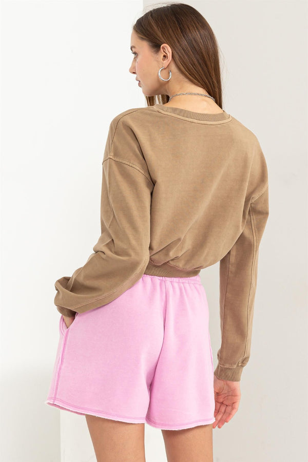 Women's Sweater 100% Cotton Sexy Casual Round Neck Long Sleeve Cropped Sweatshirt Premium Luxury Ladies fashion