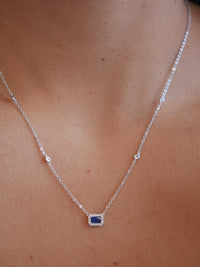 Dainty Rectangle Necklace .925 Sterling Silver ZIrcon Luxury Fashion Rectangle Necklaces