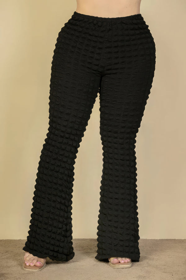Black Plus Size Pants Women's Fashion Bubble Fabric Flare Pants