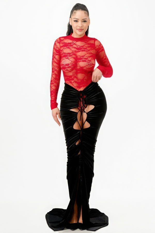 skirts, outfit set, fashion set, two piece sets, nice skirts, long skirts, black skirt, fashion 2024, fashion 2025, red lace bodysuit, bodysuits, nice clothes, cute clothes, kesley boutique, tiktok fashion, outfit ideas, red bodysuit, nice skirts, long skirts, skirt with slit, birthdya outfit ideas, cool clothes, designer fashion, ready to wear fashion, nice clothes, sexy clothes, tie skirts, kesley boutique, outfit ideas  