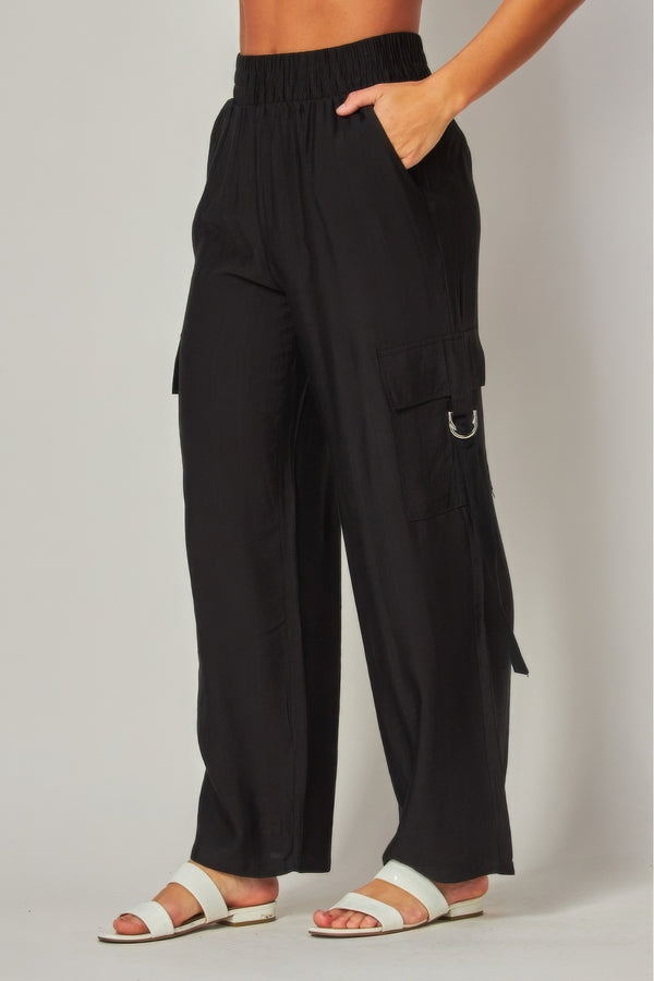 Black Wide Leg Cargo Pants New Women's Fashion Loose Fit Pants with Pockets