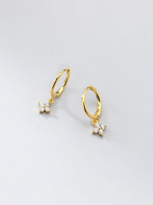 Flower Diamond CZ Huggie Hoop Earrings .925 gold plated sterling silver small hoop earrings with charm Kesley Boutique for men and women jewelry cute dangling small hoops 