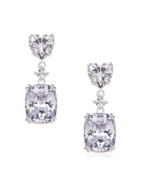 Heart earrings, Big diamond earrings zircon cz sterling silver for events. Earrings that sparkle a lot; wont tarnish or turn green. Going out earrings, popular and trending jewelry. Statement earrings, designer earrings Miami, Brickell Jewelry Kesley Boutique  