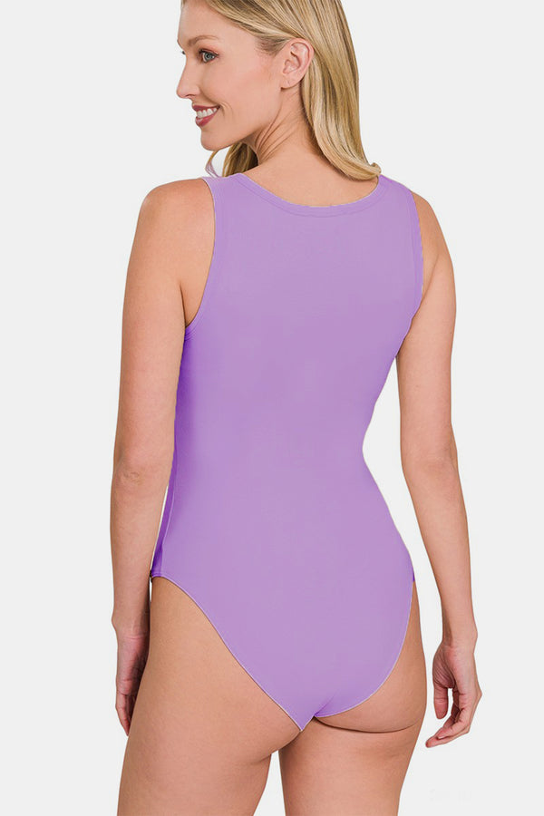 KESLEY Bodysuit Women's Fashion Microfiber Sleeveless Tank Top Bodysuit