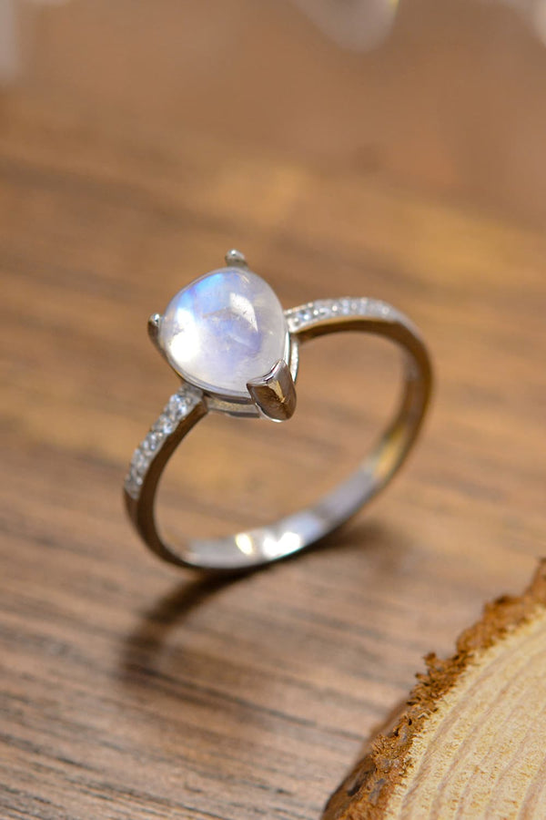 Natural Moonstone Ring 925 sterling silver Teardrop Gemstone Birthstone Jewelry