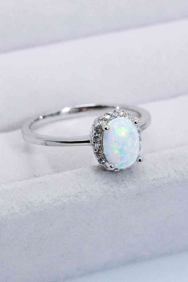 Solitaire Opal Ring 925 Sterling Silver Natural Stone Luxury Jewelry