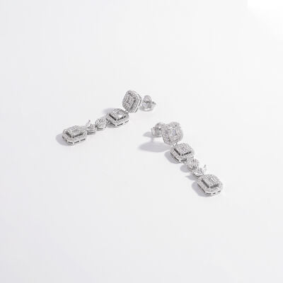 KESLEY Geometric Long Earrings 925 Sterling Silver Zircon Dangle Earrings For Special Occasions Fine Jewelry