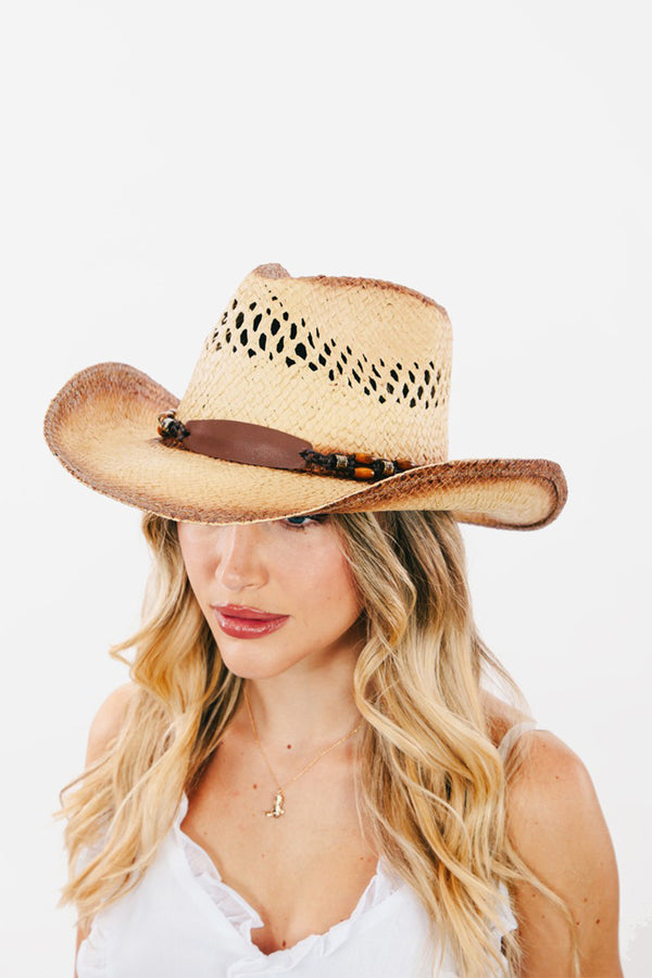 Women's sun hat Cutout Wide Brim Straw Hat