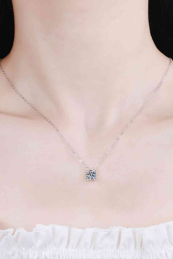 1 Carat Moissanite Chain Necklace Fine Jewelry Dainty Solitaire