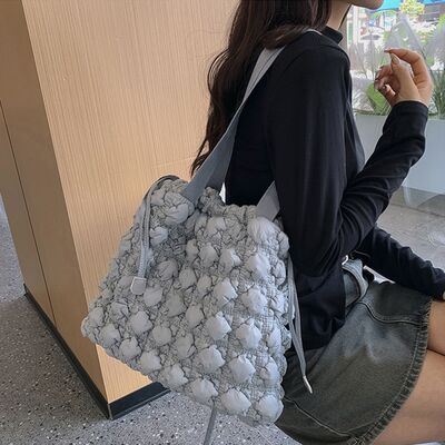 Fashion Nylon Handbag Tote Drawstring Quilted Shoulder Bag