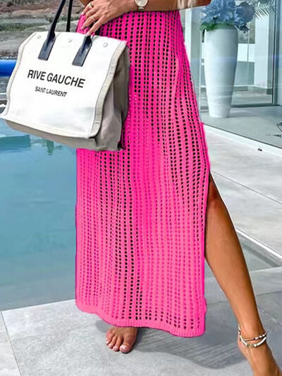 Women’s Cover Up Dress Openwork Slit Cutout Wide Strap Maxi Long Swim Coverups