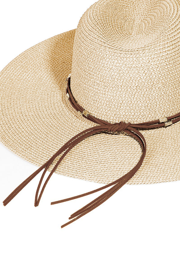 Women's Sun Hat Rope Strap Wide Brim Weave Hat