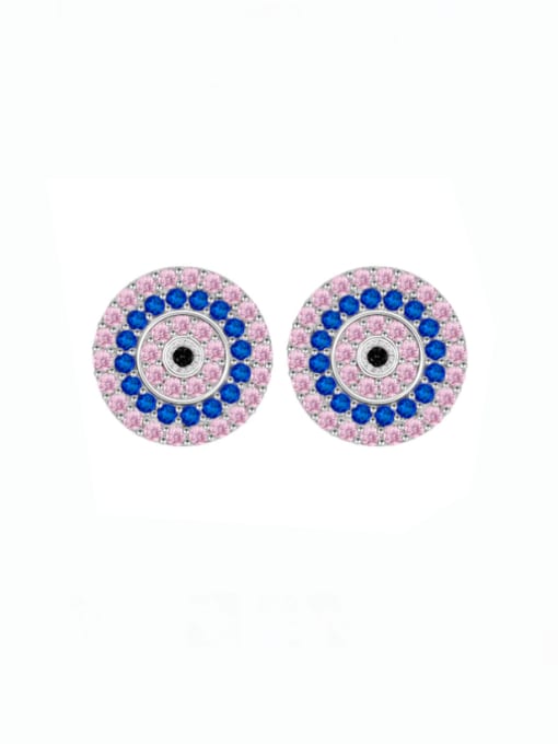 Pink evil eye round earrings with diamond cz -zircon-.925 sterling silver-for sensitive ears, hypo-allergenic, statement evil eye earrings for men and women good lucky earrings and jewelry, protection jewelry and earrings gift ideas black friday designer jewelry sale everyday statement earrings jewelry store in Miami-Brickell-where to shop in Brickell-large circle-earrings-lightweight-large-circle-earrings-Kesley-Boutique