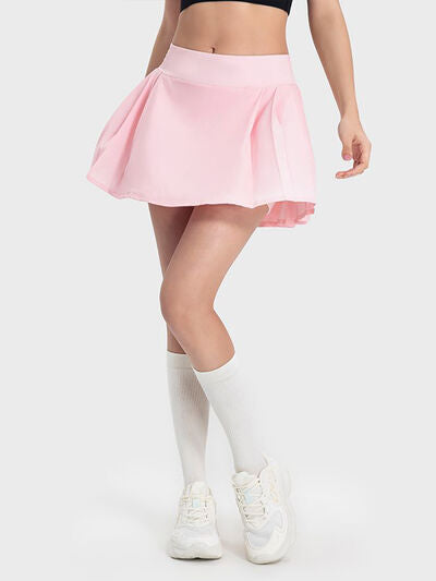 Tennis Skirt Pleated Detail Mid-Rise Waist Active Sport Skirt