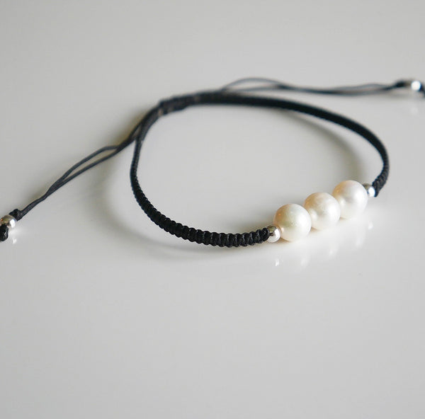 Three Little Pearls Adjustable Bracelet