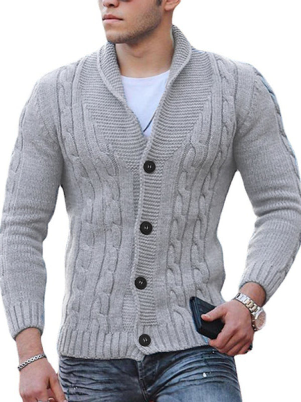 New Sweater Men's Knitted Cardigan Solid Color Slim Men's Cardigan With Buttons Jacket