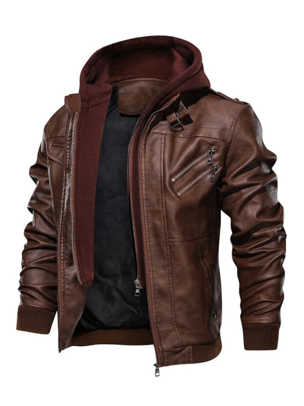 Men's Motorcycle Leather Jacket Men's Zipper PU Jacket