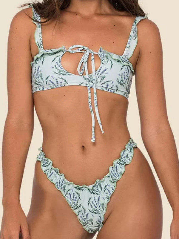 Women's beach lace suspender sexy two-piece bikini