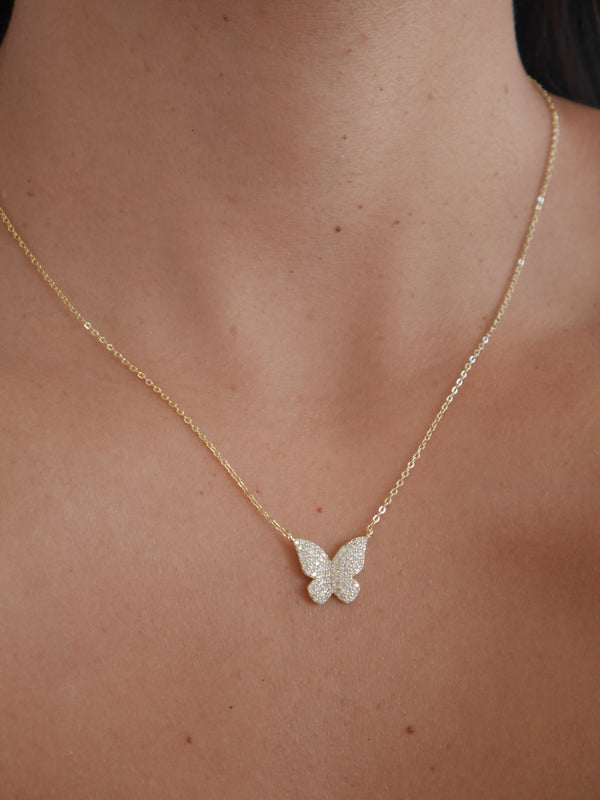 necklaces, butterfly, gold plated, pave diamond cz, rhinestone, dainty butterfly necklaces, designer, luxury 