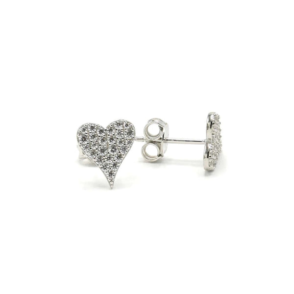 Little Heart Of Mine Pave Diamond CZ Sterling Silver Earrings